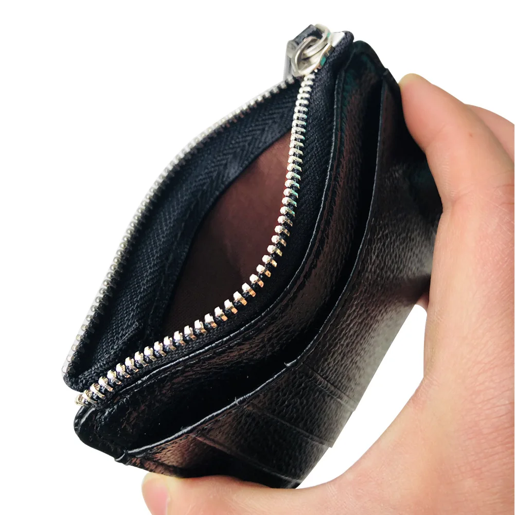 

Men Wallet Solid Color Textured PU Zipper Card Holder Mini Coin Purse SEC88