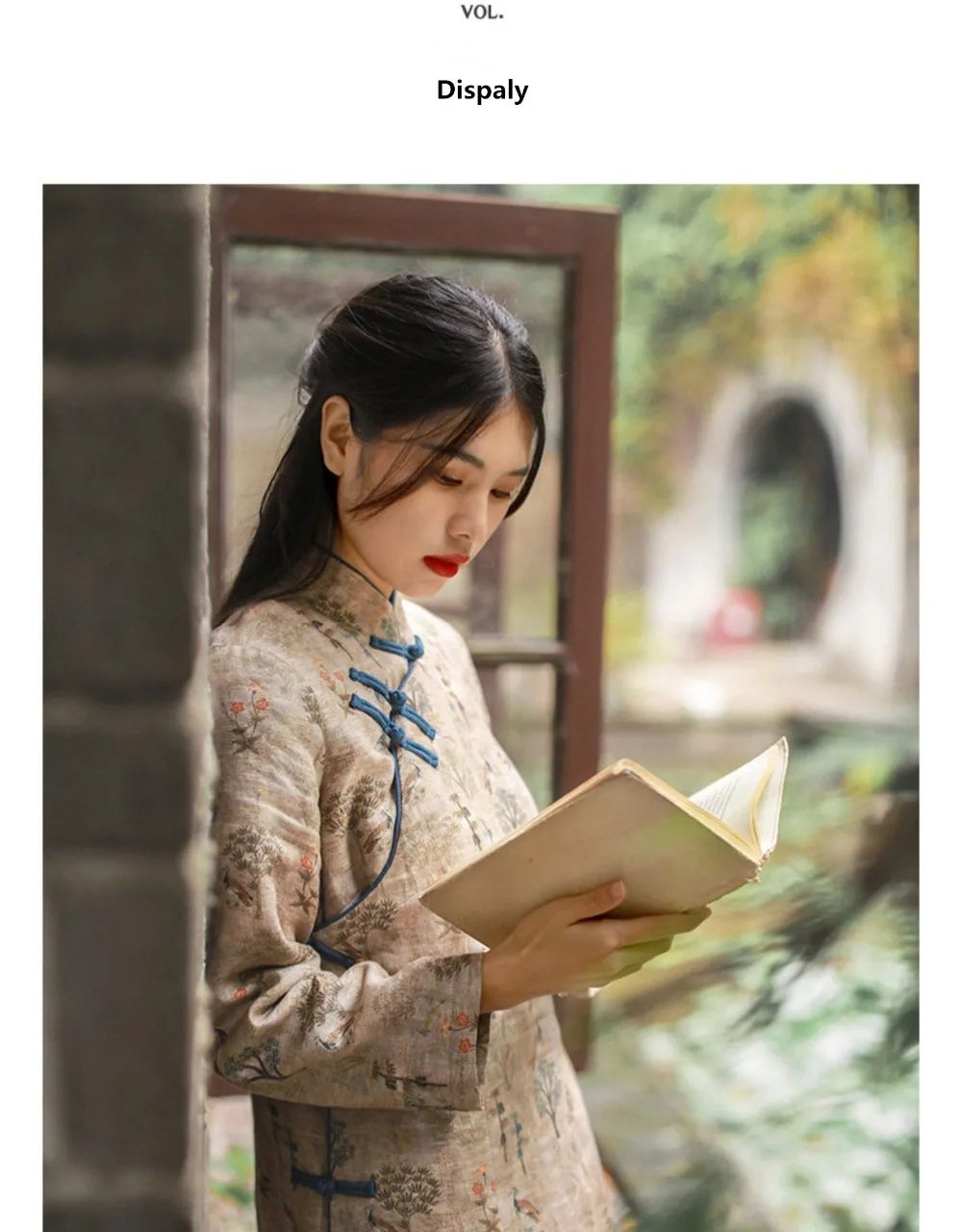 LZJN Long Sleeve Women Chinese Style Dress Stand Collar Vintage Cheongsam 2019 Winter Warm Fleece Qipao High Quality Dress (12)