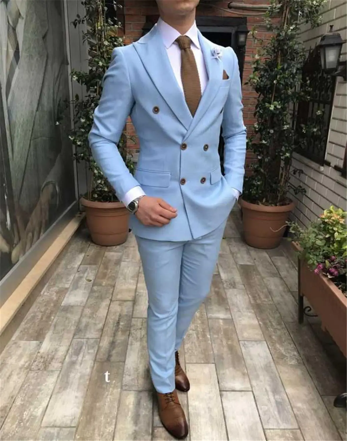 Slim Fit Groomsmen Baby Blue Groom Tuxedos Peak Lapel Men Suits Best Man 2 pieces Wedding Suit ( Jacket+Pants+Tie )
Slim Fit Groomsmen Baby Blue Groom Tuxedos Peak Lapel Men Suits Best Man 2 pieces Wedding Suit ( Jacket+Pants+Tie )