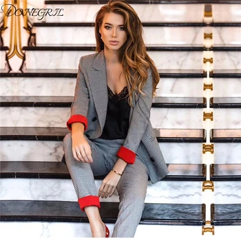 2020 Elegant Plaid Women Suit Set 2 Piece Blazer Jacket & Straight Pant Women Suit Set Red Cuff Workwear Double Breasted Blazer
2020 Elegant Plaid Women Suit Set 2 Piece Blazer Jacket & Straight Pant Women Suit Set Red Cuff Workwear Double Breasted Blazer