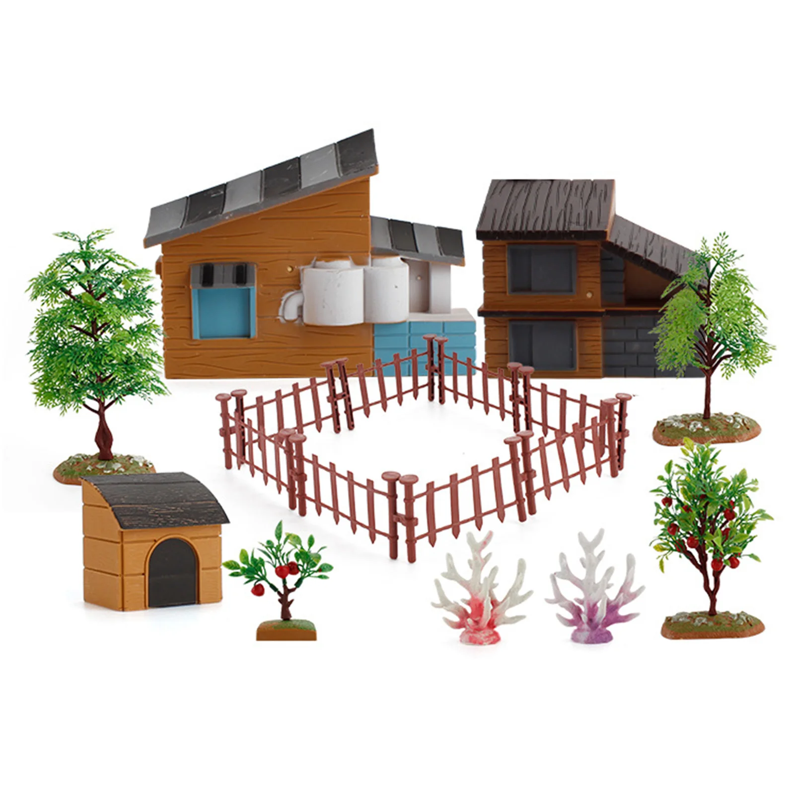 Simulation Creative Farm Micro Landscape DIY Fruit Tree Animal Fence House Sand Table Model Assembly Ornament Toys | Игрушки и хобби