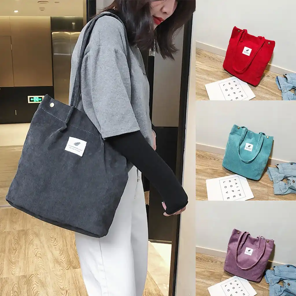 large corduroy tote bag
