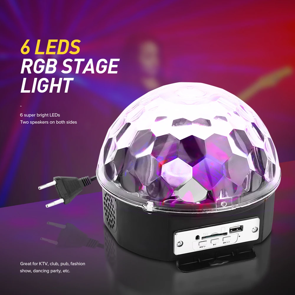 25W 6 LEDs RGB Premium Sound Control Stage Light RGB LED Magic Crystal Ball Lamp Disco Light Laser Wedding Party Lamp
25W 6 LEDs RGB Premium Sound Control Stage Light RGB LED Magic Crystal Ball Lamp Disco Light Laser Wedding Party Lamp