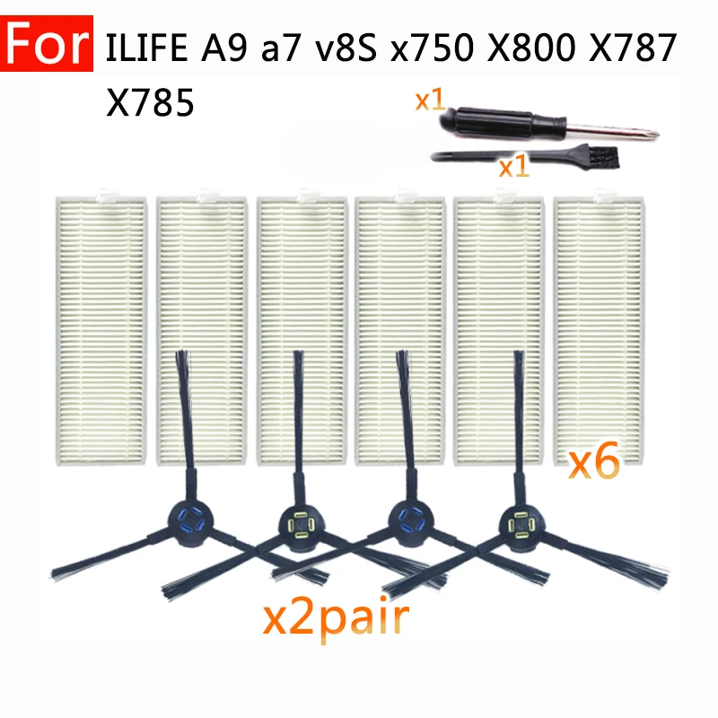 Replacement for ilife A9 a7 v8S x750 X800 X787 X785 Spare parts robot vacuum cleaner home accessories hepa Filter Side brush
Replacement for ilife A9 a7 v8S x750 X800 X787 X785 Spare parts robot vacuum cleaner home accessories hepa Filter Side brush