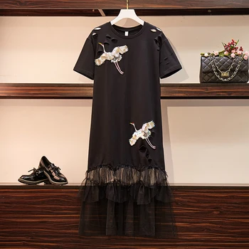 plus size women Summer mesh patchwork long dress sequined embroidery loose fashion women dress hollow out short sleeve dress
plus size women Summer mesh patchwork long dress sequined embroidery loose fashion women dress hollow out short sleeve dress