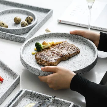 European Granite Plate Marbling Hexagonal Creativity Ceramic Tableware Gray Hotel Home Kitchen Porcelain Square Storage Tray
European Granite Plate Marbling Hexagonal Creativity Ceramic Tableware Gray Hotel Home Kitchen Porcelain Square Storage Tray