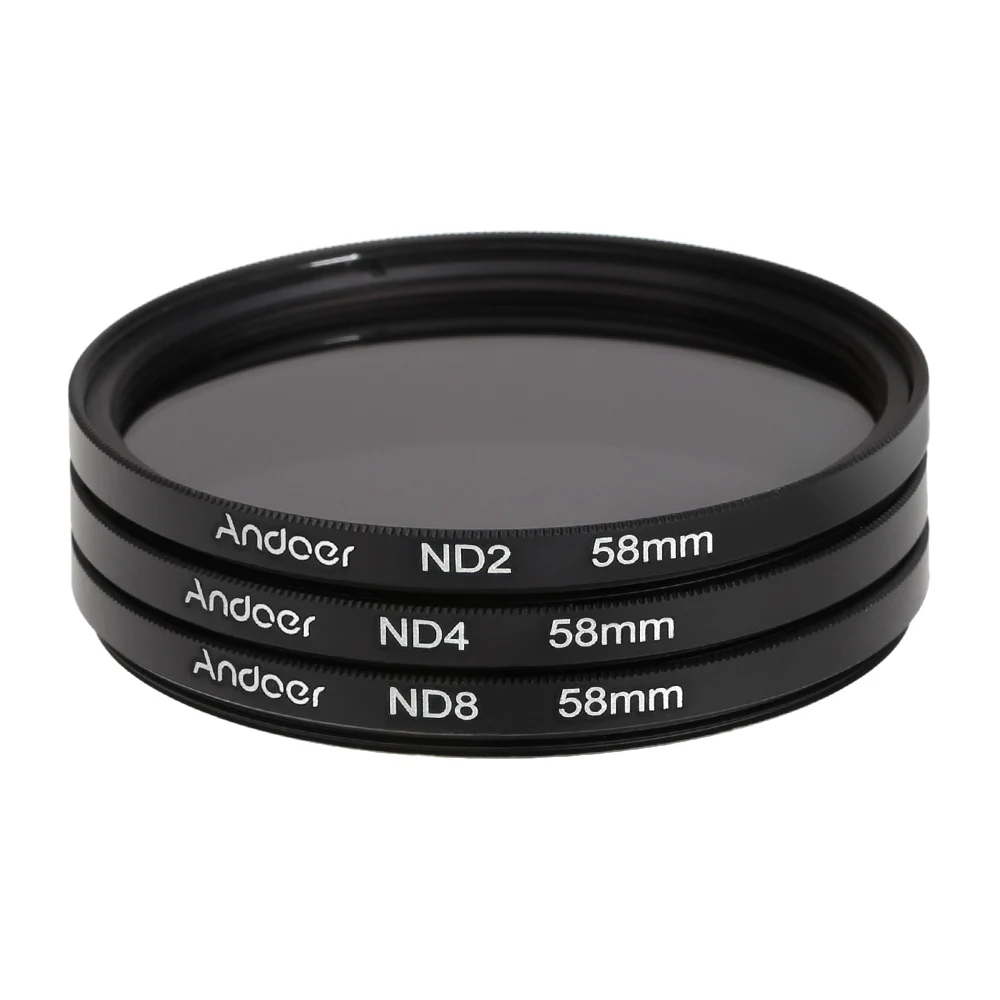 Andoer 58mm Fader ND Filter Kit Neutral Density Photography Filter Set (ND2 ND4 ND8)for Nikon Canon Rebel T5i T4i EOS 1100D 650D
Andoer 58mm Fader ND Filter Kit Neutral Density Photography Filter Set (ND2 ND4 ND8)for Nikon Canon Rebel T5i T4i EOS 1100D 650D