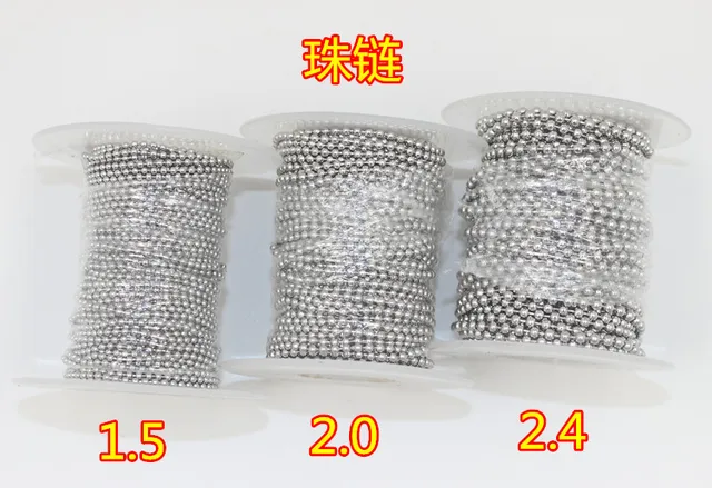 Bijoux en boule perlée en acier inoxydable JOBulk, colliers de la présidence bricolage, fournitures exécutives, diamètre 1.5mm, 2mm, 2.4mm, 10 verges par rouleau 2