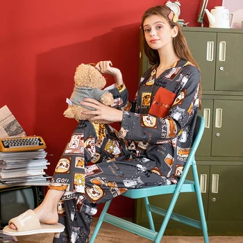 FENTENG Autumn Pajamas For Women Fashioin Vintage Printed Pajamas Causal Lapel Printed Pajamas Pajama Set J98132692 
FENTENG Autumn Pajamas For Women Fashioin Vintage Printed Pajamas Causal Lapel Printed Pajamas Pajama Set J98132692