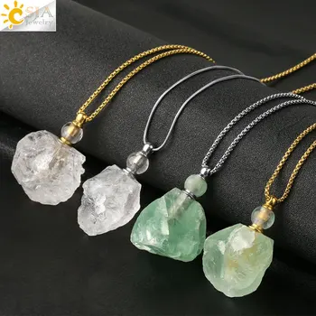 CSJA Crystal Perfume Bottle Necklace Essential Oil Diffuser Pendant Natural Stone Irregular Fluorite Clear Quartz Collier G612
CSJA Crystal Perfume Bottle Necklace Essential Oil Diffuser Pendant Natural Stone Irregular Fluorite Clear Quartz Collier G612