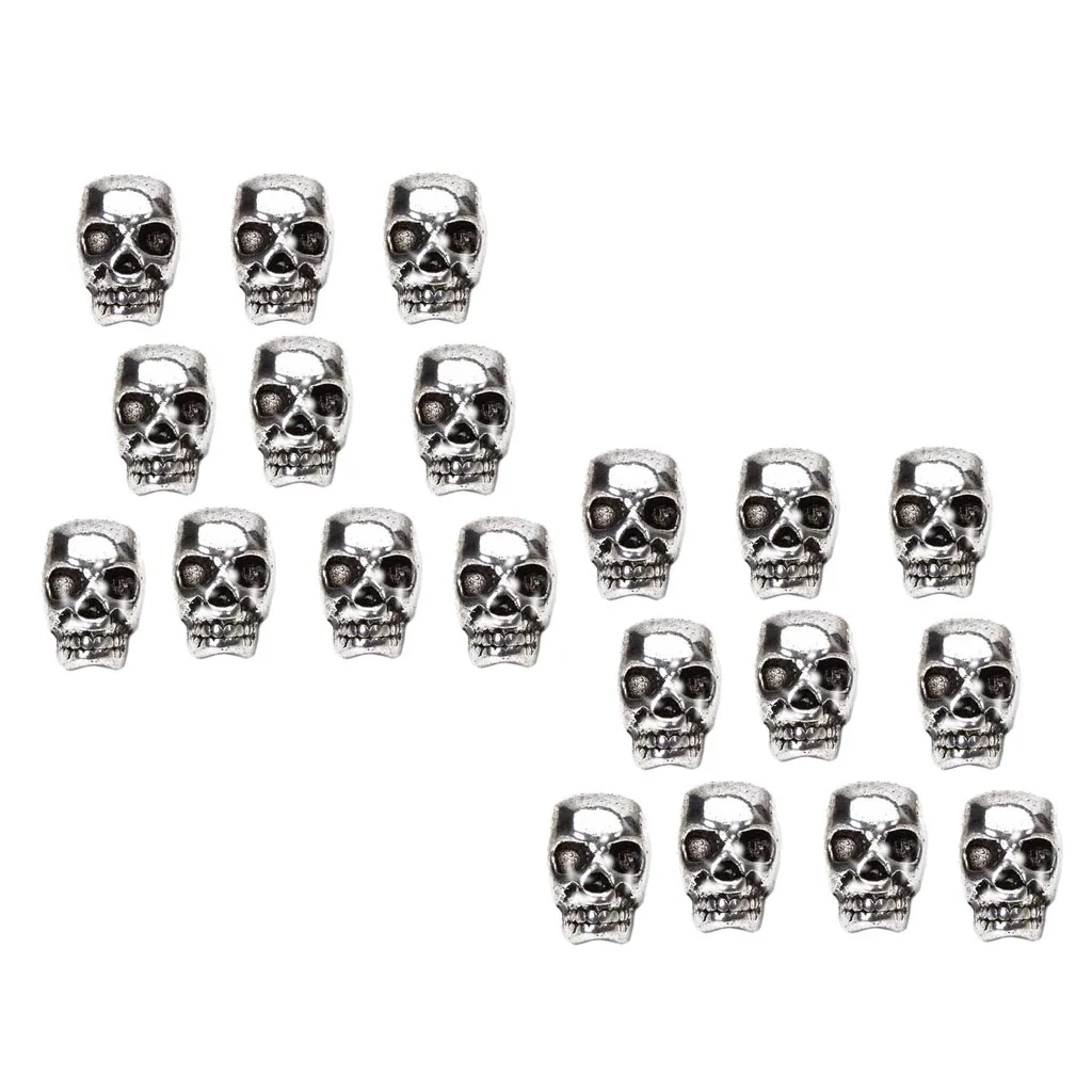 20pcs Tibetan silver color Skull Charm Spacer Beads For Bracelet Jewelry Making