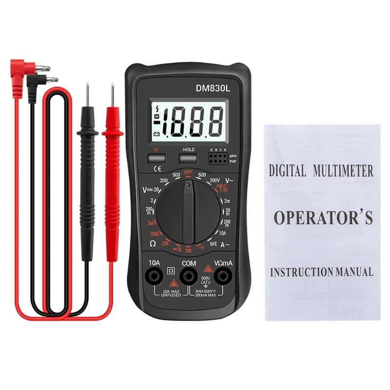 DC/AC Digital Multimeter 1999 Display Counts Electrical Transistor Capacitance with LCD Backlight Multimetro
DC/AC Digital Multimeter 1999 Display Counts Electrical Transistor Capacitance with LCD Backlight Multimetro