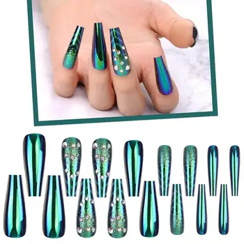 20Pcs Dark Green False Nails Full Cover Stiletto Fake Nails Ballet Coffin Nail Tips with 3D Rhinestones Press On Nail Art Tools
20Pcs Dark Green False Nails Full Cover Stiletto Fake Nails Ballet Coffin Nail Tips with 3D Rhinestones Press On Nail Art Tools