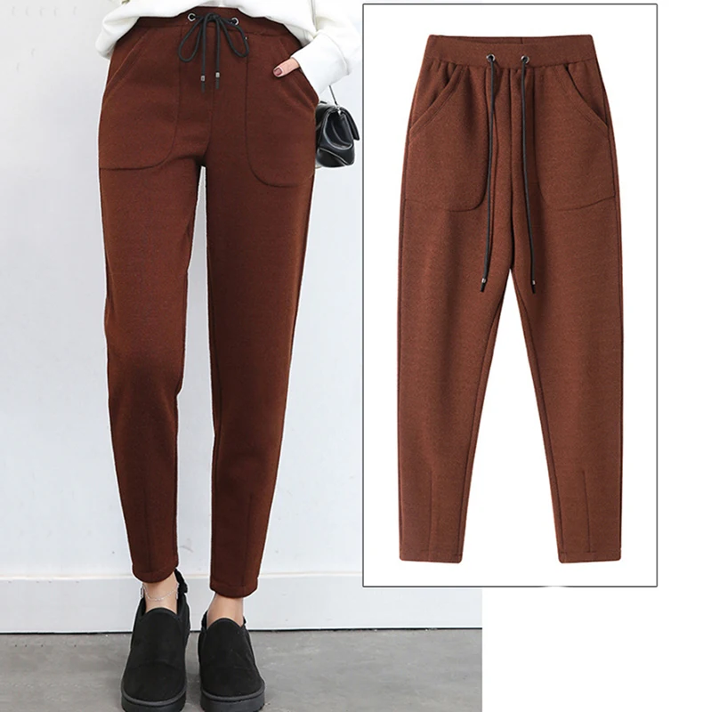 2019 Autumn Casual Sports Pants Women Plus Velvet Warm Sports Sweatpants Solid Color Drawstring Elastic Waist Black Trousers
2019 Autumn Casual Sports Pants Women Plus Velvet Warm Sports Sweatpants Solid Color Drawstring Elastic Waist Black Trousers
