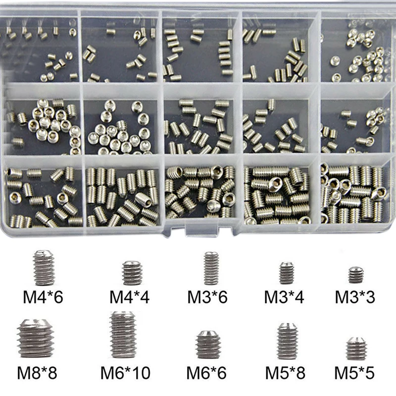 300pcs Head Socket Hex Grub Screw Assortment Cup Point Metric Standard Hexagonal Hexagonal Steel Allen Grub Point Screw Bolts
300pcs Head Socket Hex Grub Screw Assortment Cup Point Metric Standard Hexagonal Hexagonal Steel Allen Grub Point Screw Bolts