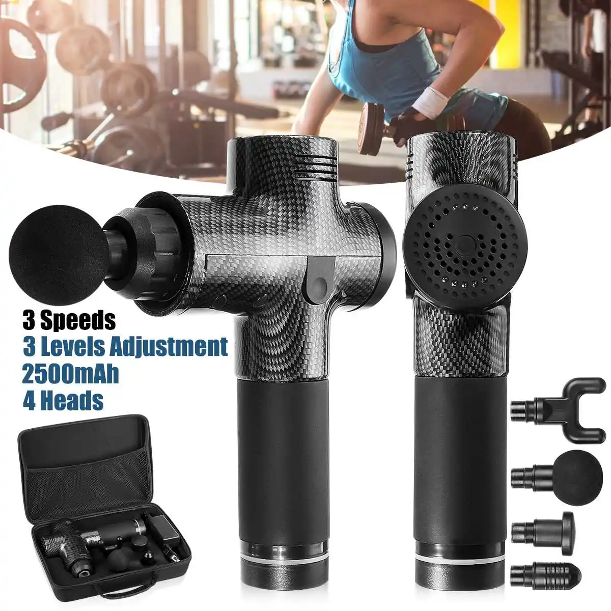 2500mAh Therapy Massage Guns 3 Gears Muscle Massager Pain Sport Massage Machine Relax Body Slimming Relief 4 Heads With Bag
2500mAh Therapy Massage Guns 3 Gears Muscle Massager Pain Sport Massage Machine Relax Body Slimming Relief 4 Heads With Bag