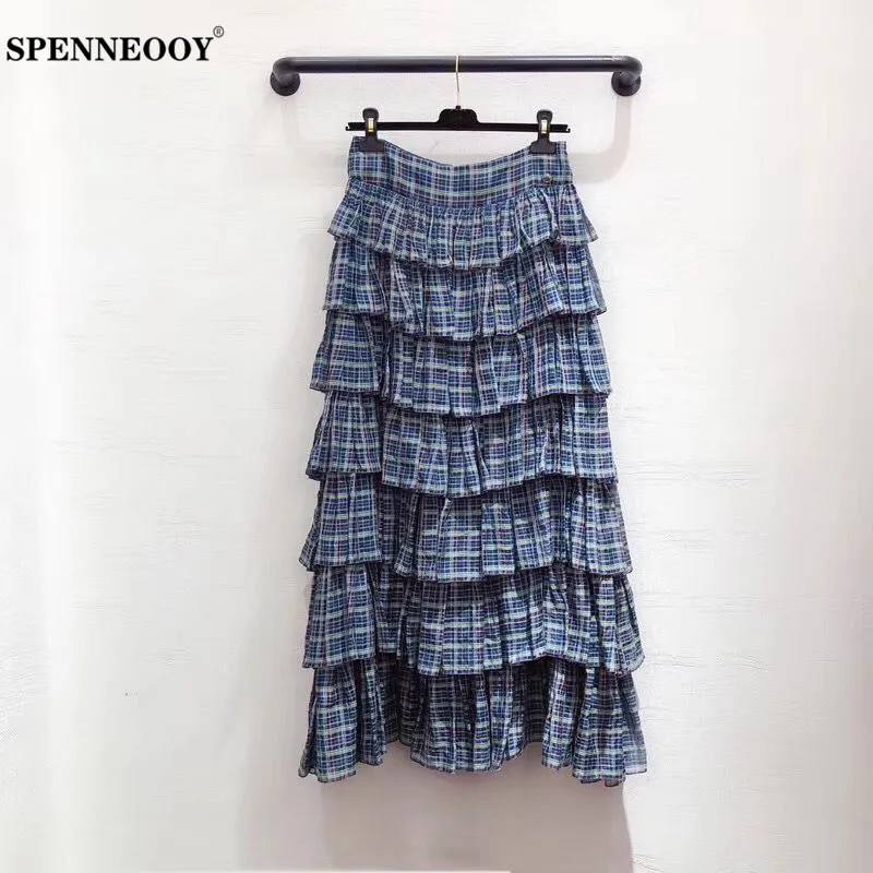 Spenneooy 2020 Summer Designer Women's Tall Waist Skirt Stripe Button Decoration High Quality Plaid Tiered Ruffles silk Skirts
Spenneooy 2020 Summer Designer Women's Tall Waist Skirt Stripe Button Decoration High Quality Plaid Tiered Ruffles silk Skirts