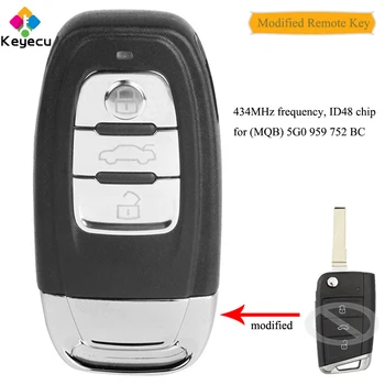 KEYECU Modified Smart Remote Car Key With 3 Buttons & 434MHz & ID48 Chip - FOB for Volkswagen MQB Golf VII GTI, 5G0 959 752 BC
KEYECU Modified Smart Remote Car Key With 3 Buttons & 434MHz & ID48 Chip - FOB for Volkswagen MQB Golf VII GTI, 5G0 959 752 BC
