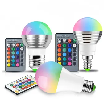 RGB LED bulb E27 16 Color Magic LED Night E14 Light Lamp 110V 220V 85-265V Dimmable Stage Light 24key Remote Control holiday
RGB LED bulb E27 16 Color Magic LED Night E14 Light Lamp 110V 220V 85-265V Dimmable Stage Light 24key Remote Control holiday