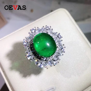 OEVAS Sparking High Carbon Diamond Emerald Gemstone Wedding Rings For Women Top Quality 100% 925 Sterling Silver Fine Jewelry 
OEVAS Sparking High Carbon Diamond Emerald Gemstone Wedding Rings For Women Top Quality 100% 925 Sterling Silver Fine Jewelry