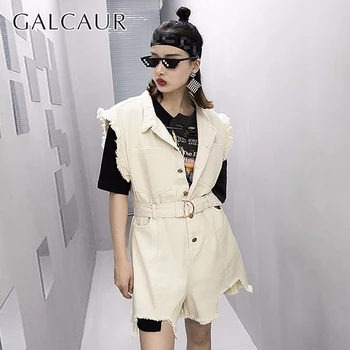 GALCAUR Casual Denim Playsuits Female Sleeveless Sashes High Waist Irregular Mini Trousers For Women 2020 Spring Fashion New
GALCAUR Casual Denim Playsuits Female Sleeveless Sashes High Waist Irregular Mini Trousers For Women 2020 Spring Fashion New
