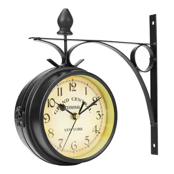 Vintage Double Sided Round Wall Mount Station Clock Garden Retro Home Decor Metal Frame + Glass Dial Cover for Gift
Vintage Double Sided Round Wall Mount Station Clock Garden Retro Home Decor Metal Frame + Glass Dial Cover for Gift