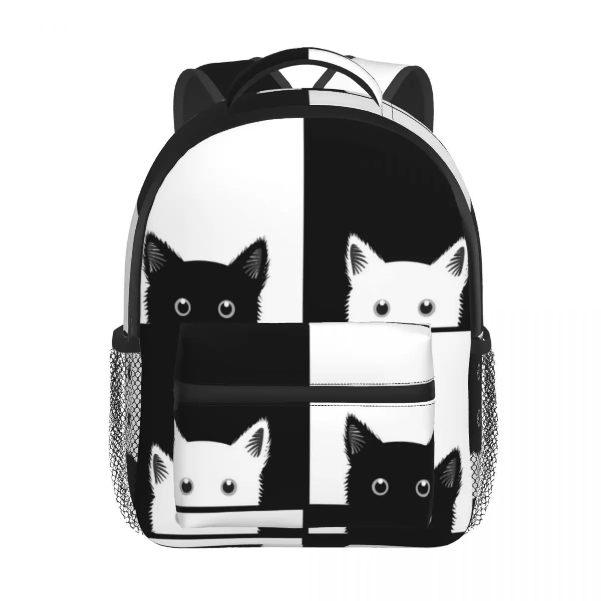 Детский рюкзак шахматная доска с черной и белой кошкой для детского сада детская