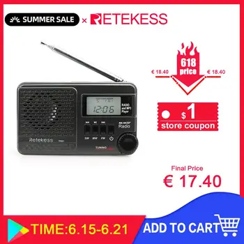 Retekess TR601 FM/AM/SW Pocket Radio Digital DSP Clock Radio Receiver MP3 Player 9K/10K Tuning Micro SD Card Port USB Input
Retekess TR601 FM/AM/SW Pocket Radio Digital DSP Clock Radio Receiver MP3 Player 9K/10K Tuning Micro SD Card Port USB Input