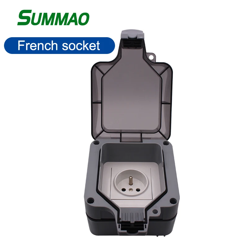 16A IP66 Waterproof Wall Power Socket Box Outdoor Electrical Outlet France Standard Plug Outlets Grounded Sockets
16A IP66 Waterproof Wall Power Socket Box Outdoor Electrical Outlet France Standard Plug Outlets Grounded Sockets