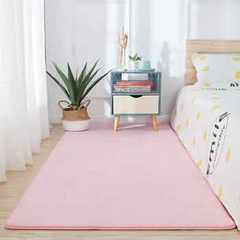 

Coral Fleece Carpet Rectangle Large Area Kid Crawl Mat Non-slip Water Absorption Durable Living Room Bedside Pink Rugs