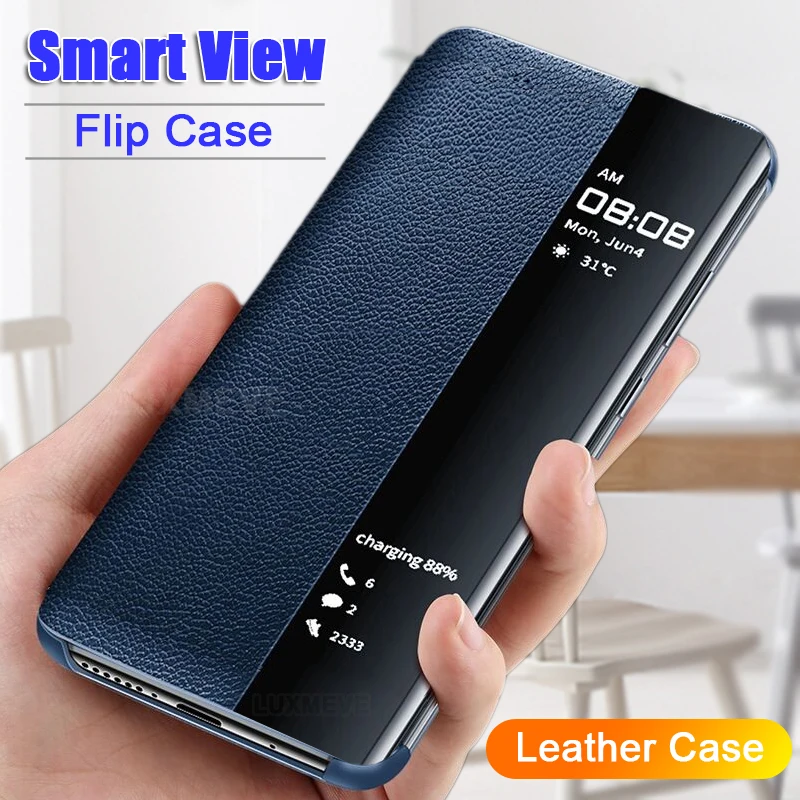 Smart View Flip PU Leather Case For Huawei Honor 20 30 Pro 8X 10 10i P Plus 2019 2018 Z Auto Sleep Wake Phone Cover | Мобильные