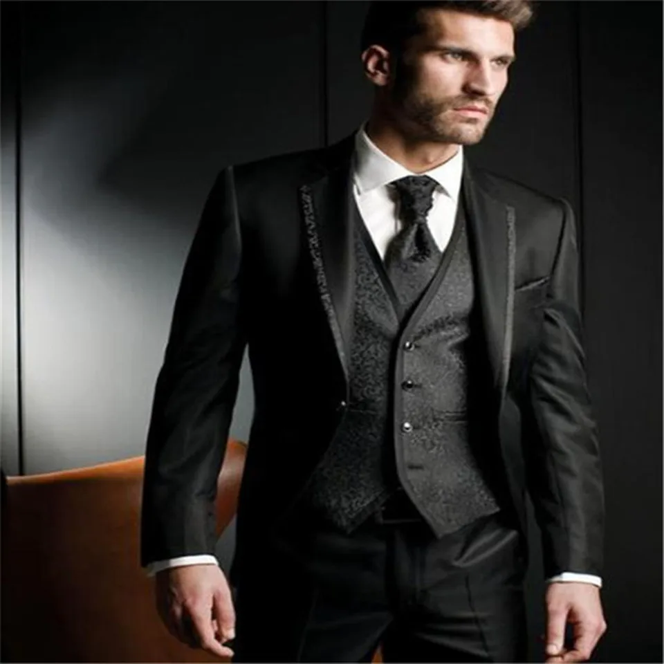 Black Wedding Men Suits Three Piece Notched Lapel Custom Groom Tuxedos for Wedding Party (Jacket + Pants + Vest )
Black Wedding Men Suits Three Piece Notched Lapel Custom Groom Tuxedos for Wedding Party (Jacket + Pants + Vest )