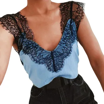 Summer 2020 Women Tops Blouses Sexy Lace Patchwork Sleeveless Solid Shirt Women Blouse Blusas Roupa Feminina Shirt
Summer 2020 Women Tops Blouses Sexy Lace Patchwork Sleeveless Solid Shirt Women Blouse Blusas Roupa Feminina Shirt