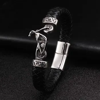 Punk Motorcycle Design Black Genuine Leather Charm Bracelets Men Boys Sporty Cuff Stainless Steel Jewelry Gift
Punk Motorcycle Design Black Genuine Leather Charm Bracelets Men Boys Sporty Cuff Stainless Steel Jewelry Gift