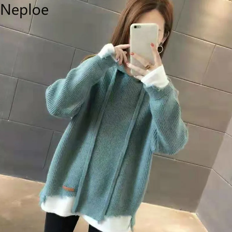Neploe Korean Crazy Style Loose Plus Size Knit Bottom Sweater Women Hooded Patch Pullovers Pull Femme Hiver Student Autumn 46251
Neploe Korean Crazy Style Loose Plus Size Knit Bottom Sweater Women Hooded Patch Pullovers Pull Femme Hiver Student Autumn 46251