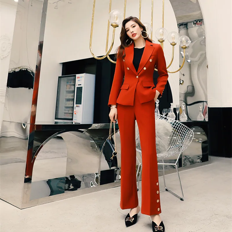 Office Ladies Red Women's Pants Suits Women Double-breasted Blazer Jacket & High Waist Pants Female Workwear 2 Pieces Set
Office Ladies Red Women's Pants Suits Women Double-breasted Blazer Jacket & High Waist Pants Female Workwear 2 Pieces Set