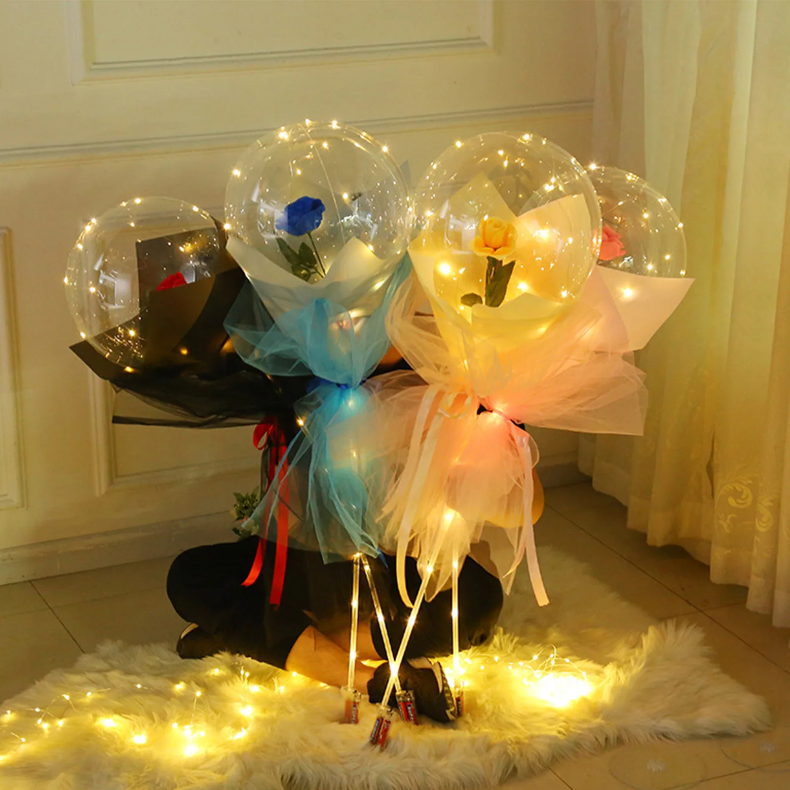 LED Balloon Luminous Rose Bouquet DIY Best Gifts For Valentine's Day Christmas Party Wedding Decoration Romantic Globes | Дом и сад