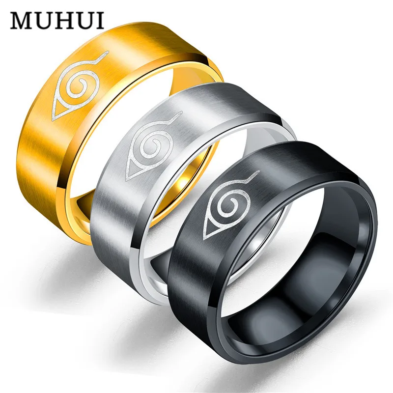 Оптовая продажа кольцо с листьями Konoha деревня симбал логотип сасуке ниндзя