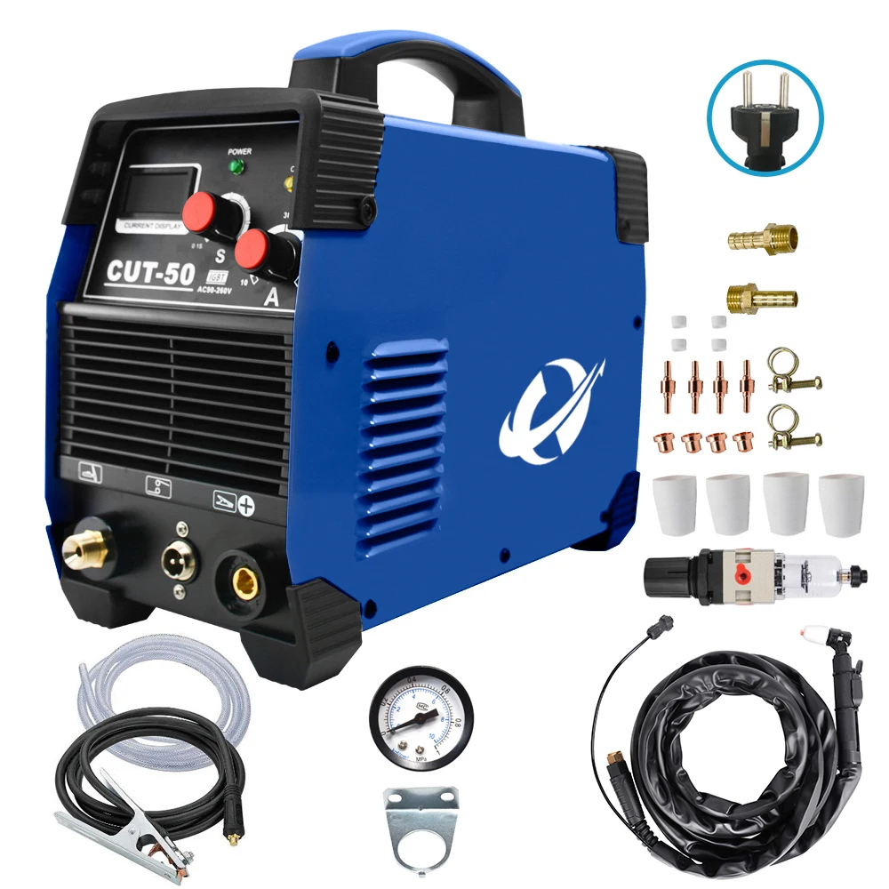 Plasma Cutter, 50A Inverter AC-DC IGBT Dual Voltage (220V±15%) Cut50 Professional Portable Welding Machine Free Accessories
Plasma Cutter, 50A Inverter AC-DC IGBT Dual Voltage (220V±15%) Cut50 Professional Portable Welding Machine Free Accessories