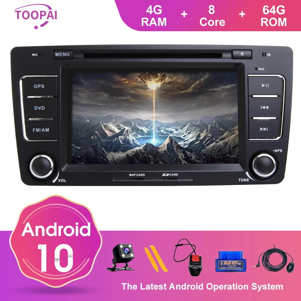 TOOPAI Android 10 For Skoda Octavia Yeti 2009 2010 2011 2012 2013 Car GPS Navigation Multimedia Player Auto Radio DVD CD SWC | Автомобили
