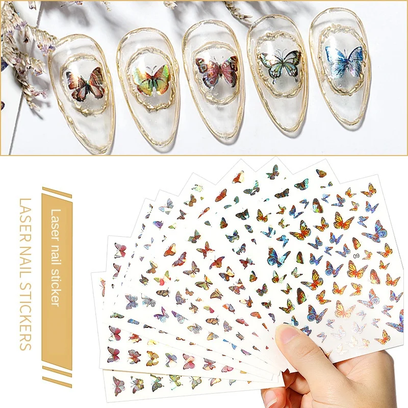 3D Holographic Back Glue Colorful Laser Butterfly Nail Stickers Adhesive Sliders Nail Transfer Decals Foils Wraps DIY Decoration
3D Holographic Back Glue Colorful Laser Butterfly Nail Stickers Adhesive Sliders Nail Transfer Decals Foils Wraps DIY Decoration