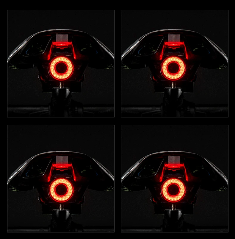 ROCKBROS Bicycle Smart Taillight Bike Rear Light Auto Start/Stop Brake Sensing Light IPX6 Waterproof LED Charging Accessories