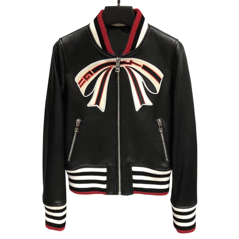 Jaxmonoy Women Genuine Leather Bomber Jacket Spring Windproof Patchwork Bow Embroidery Coat Ladies Autumn Lambskin Biker Jackets
Jaxmonoy Women Genuine Leather Bomber Jacket Spring Windproof Patchwork Bow Embroidery Coat Ladies Autumn Lambskin Biker Jackets