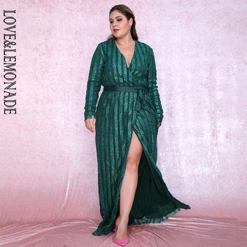 LOVE&LEMONADE PLUS SIZE Sexy Green Deep V-neck Stripes Glitter Glued Cross Maxi Dresses LM6546PLUS
LOVE&LEMONADE PLUS SIZE Sexy Green Deep V-neck Stripes Glitter Glued Cross Maxi Dresses LM6546PLUS