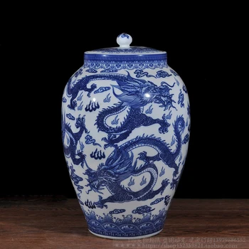 Large Decorative Blue Dragon Pattern Porcelain Storage Container Display Vintage Ceramic Jar With Lid
Large Decorative Blue Dragon Pattern Porcelain Storage Container Display Vintage Ceramic Jar With Lid