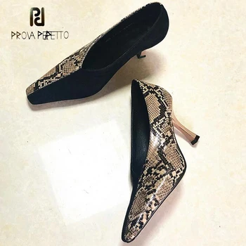 Prova Perfetto Spring New Suede Patchwork Shallow Women Pumps Square Toe High Heel Serpentine Leather Dress Single Shoes 
Prova Perfetto Spring New Suede Patchwork Shallow Women Pumps Square Toe High Heel Serpentine Leather Dress Single Shoes