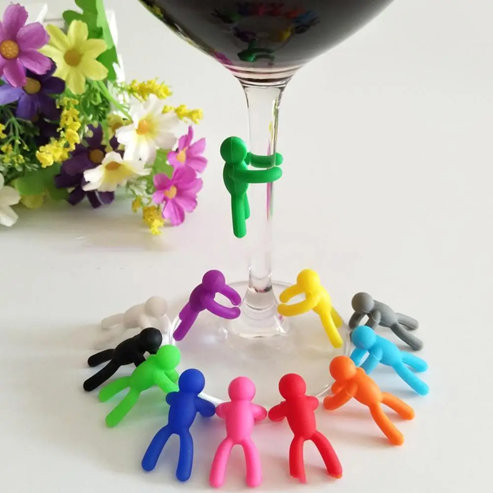 

New Silicone Marker Set Wine Glass Recognizer Label Drinking Glass Identification Labels Tag Signs For Party Barware Accessories