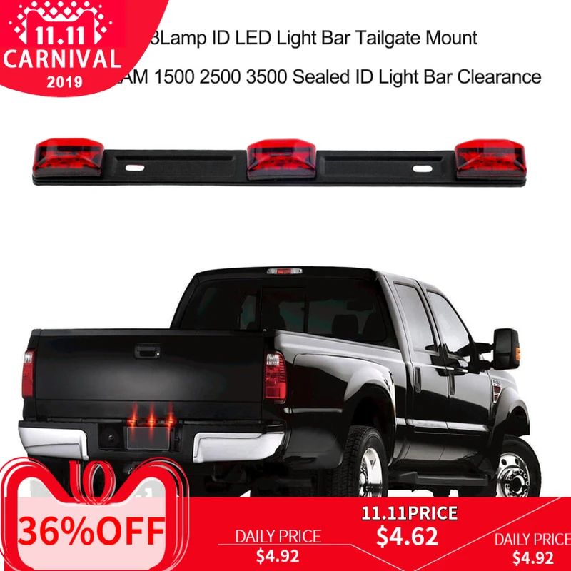 KKMOON 12V Red 3 Lamp ID LED Light Bar Tailgate Mount Sealed ID Light Bar Side Marker Indicator For Dodge RAM 1500 2500 3500
KKMOON 12V Red 3 Lamp ID LED Light Bar Tailgate Mount Sealed ID Light Bar Side Marker Indicator For Dodge RAM 1500 2500 3500