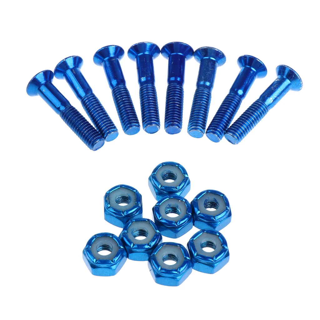 8 pieces Sturdy Replace Skateboard Truck Hardware Set Longboard Screws Bolts 8 pieces Sturdy Replace Skateboard Truck Hardware Set Longboard Screws Bolts