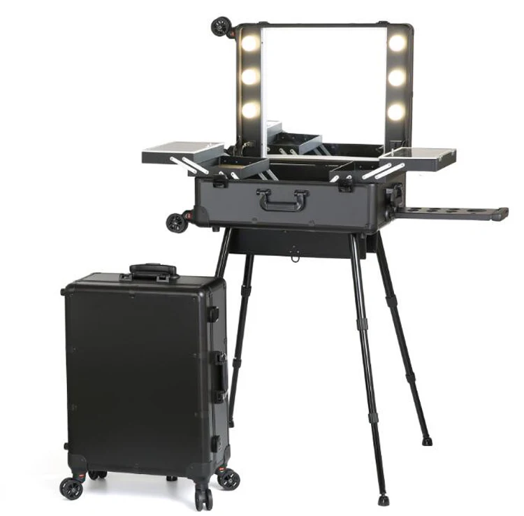 Portable Dressing Table with LED Mirrors Tray 4 Legs Table Free-standing for Outdoor Studio Artist Making Up Case Black
Portable Dressing Table with LED Mirrors Tray 4 Legs Table Free-standing for Outdoor Studio Artist Making Up Case Black